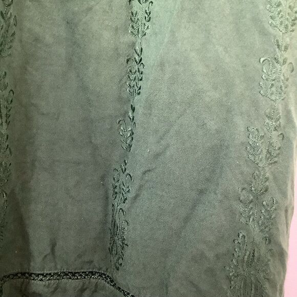 L' Pogee Green Cottagecore Boho Dainty Fringe Fairy Grunge Artsy Slip Dress S - Picture 5 of 12